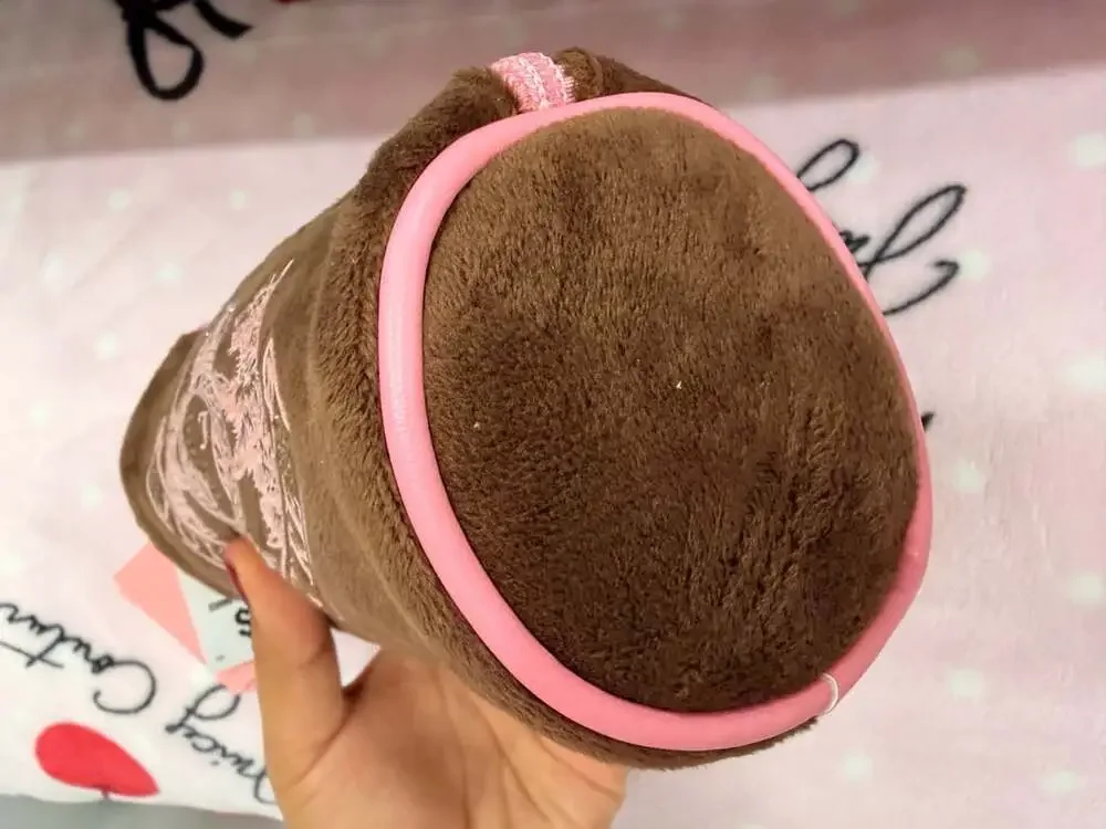 Juicy Couture Brown Velvet Barrel Makeup Bag with Pink Crest and Rhinestones NWT